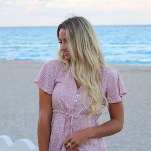 Ditsy All Over Print Split Hem A-Line Dress